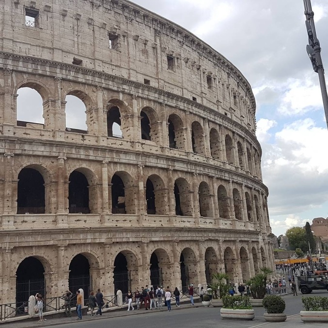 close up of the Colusseum in Rome